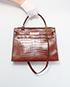 Kelly Sellier 32cm Shiny Porosus Crocodile in Miel, front view